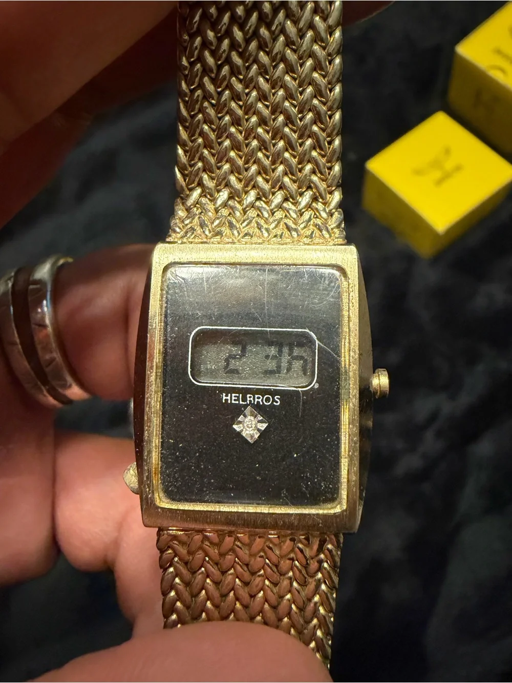 Helbros Gold-Tone Digital Women’s Watch with Black Dial